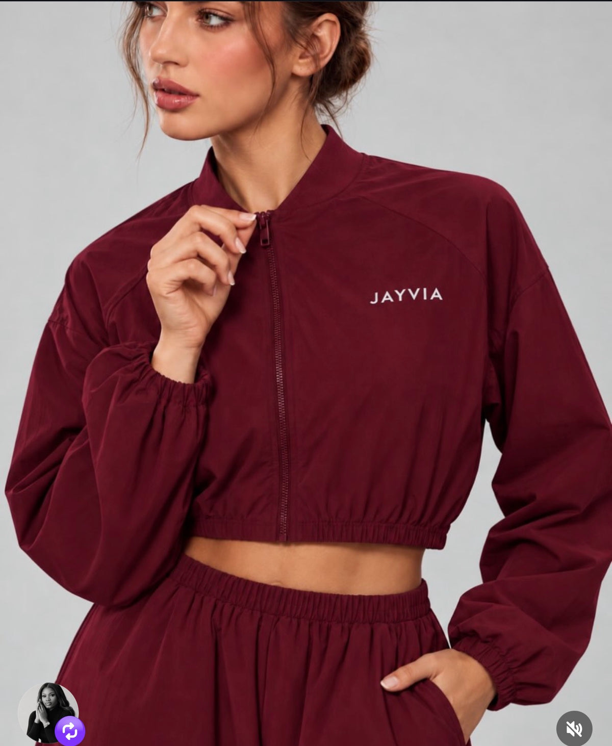 JAYVIA Afterglow Cropped Jacket – Wine