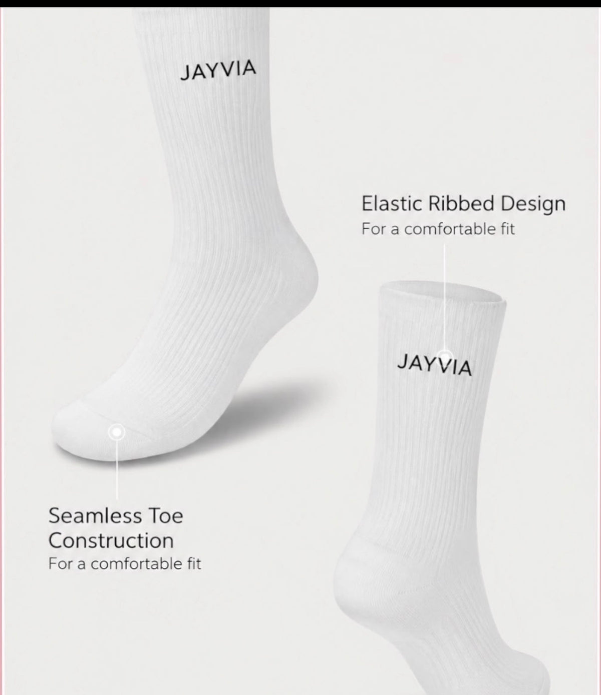 JAYVIA Signature Crew Socks – White