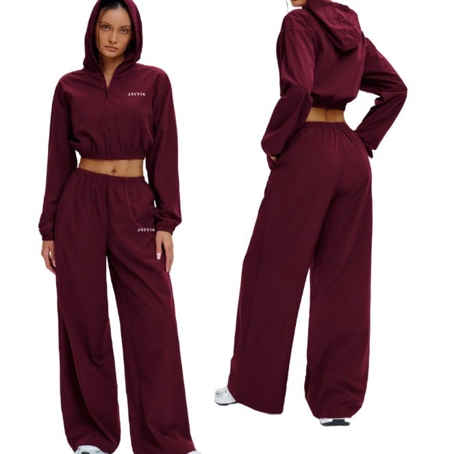 JAYVIA Afterglow Wide-Leg Trousers – Wine