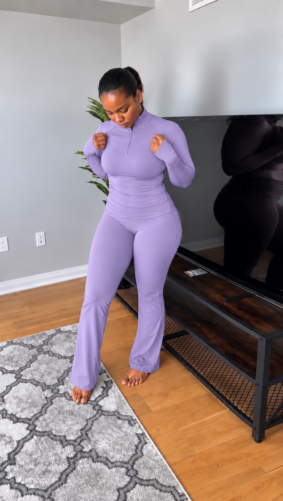 JAYVIA Lilac Sculpt Zip Top — Lilac