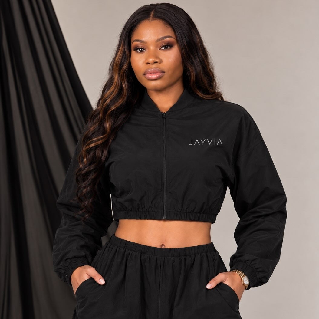 JAYVIA Afterglow Cropped Jacket – Black