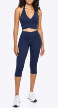 JAYVIA Contour Wrap Capri Top - Navy